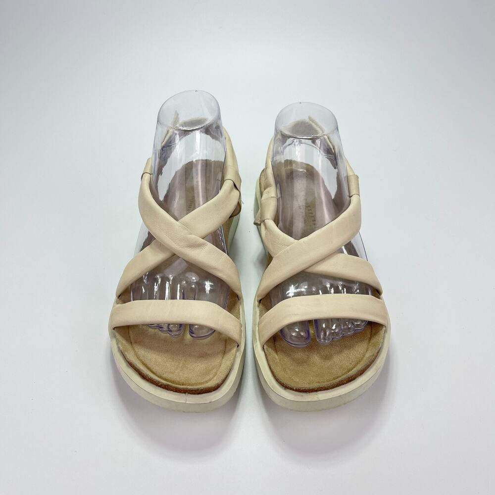 Ecco Corksphere Beige Limestone Open Toe Slip On Strappy Sandals Women 9-9.5 - Picture 6 of 11